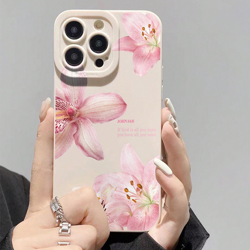 Perfume Pure Xs - Blue Floral Painted Silicone INS Phone